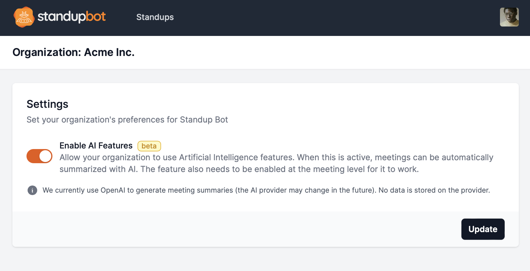 AI summaries - Organization settings